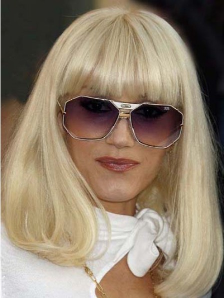 Gwen Stefani Shoulder Length Blonde Bob Cut Wig With Bangs