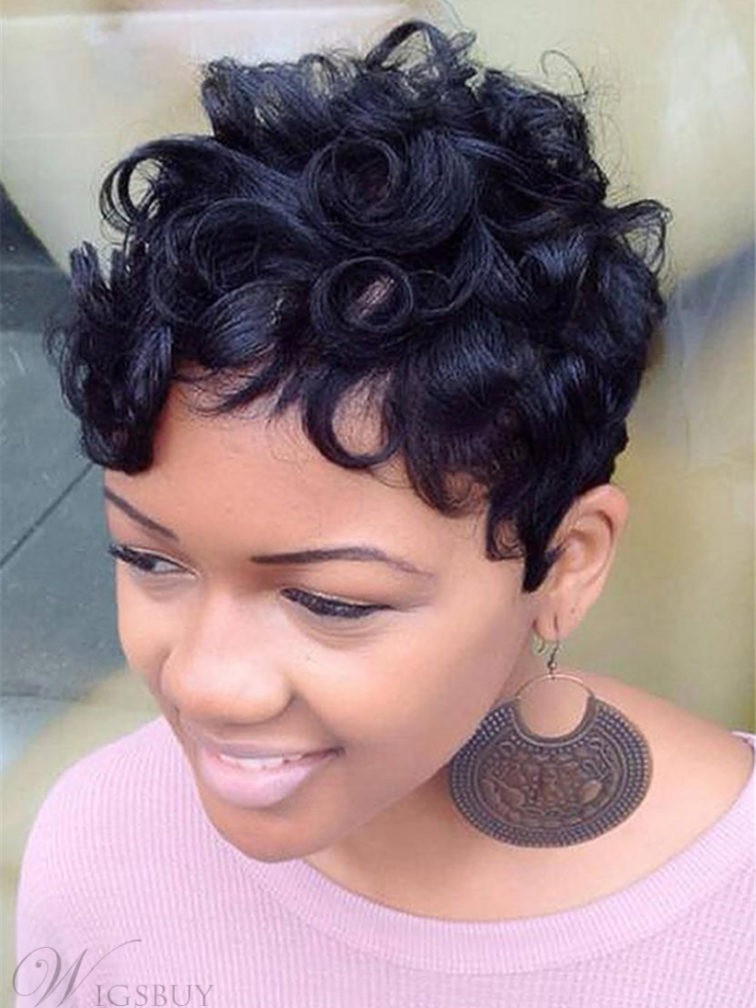 Cheap Short Curly Synthetic African American Wigs Short Wigs Lace Front Wigs African American