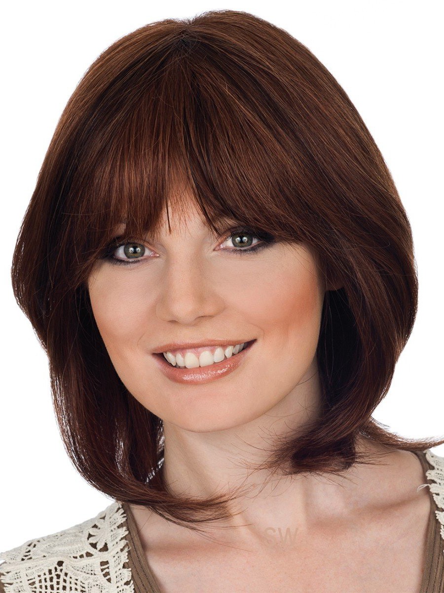 New Lace Front Synthetic Celebrity Bob Wigs With Bangs Chin Length Wigs Lace Front Wigs Bob 